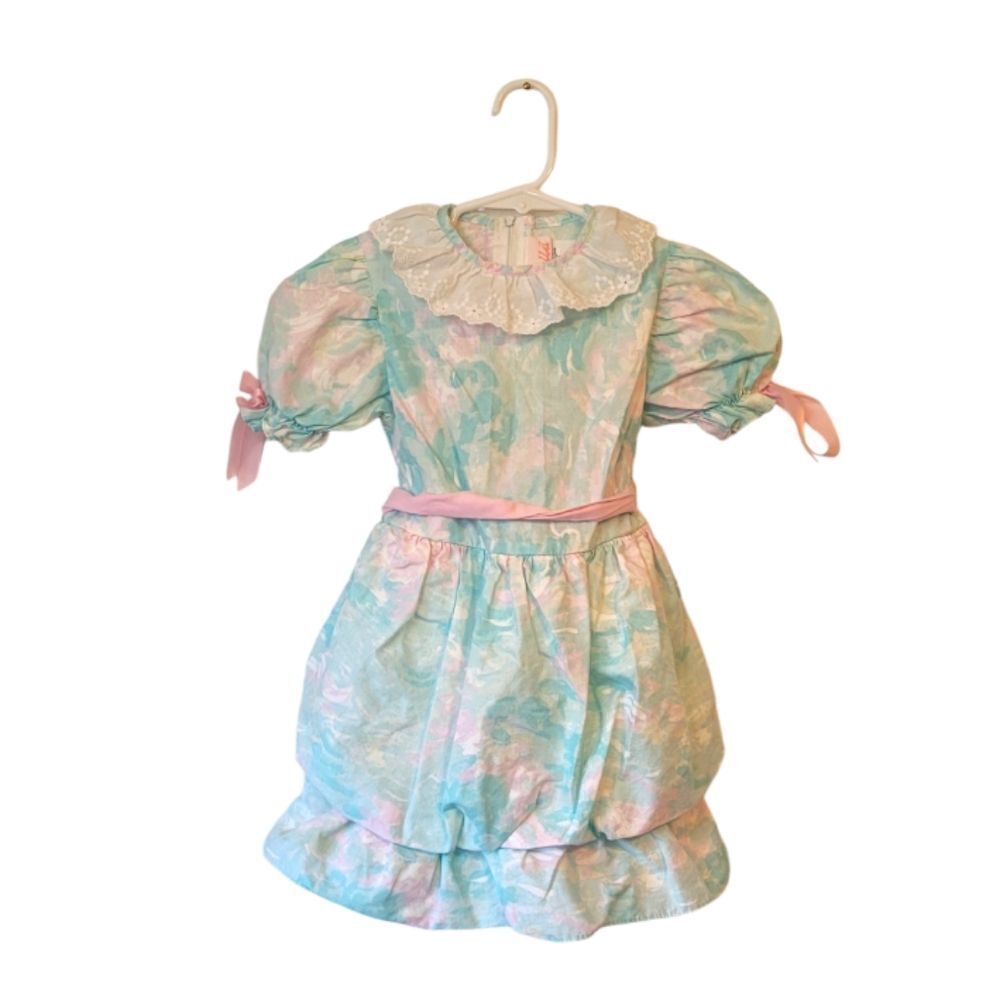 Vintage Isabella Pastel Tiered Skirt Ruffle Dress